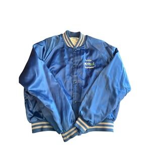 Vintage Chalk Line Seattle Seahawks Satin Bomber Jacket Mens XL Blue NFL USA